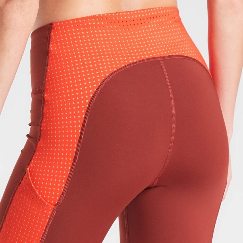 ATHLETA ULTIMATE STASH POCKET COLORBLOCK 7/8 TIGHT  Mesh Stretch Nylon Women S - Picture 3 of 8